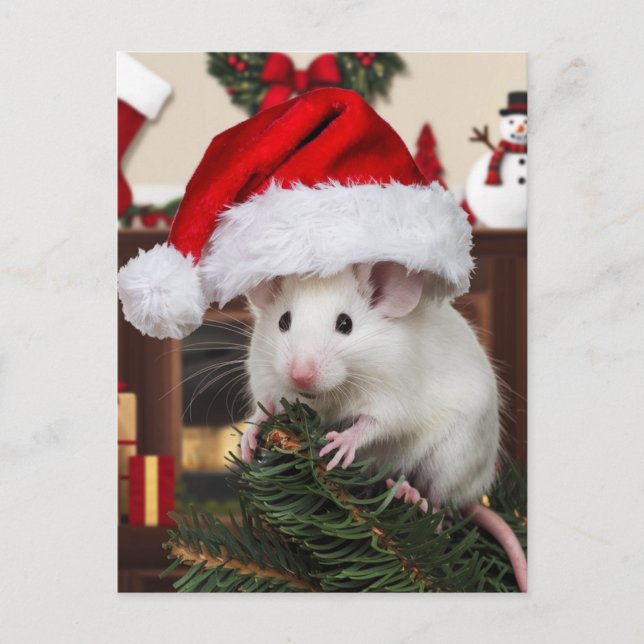 Carte Postale Une drôle de souris de Noël (Devant)