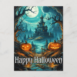 Carte Postale Une effrayante demeure hantée Joyeux Halloween