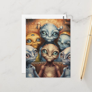 Carte Postale Une famille d'extraterrestres