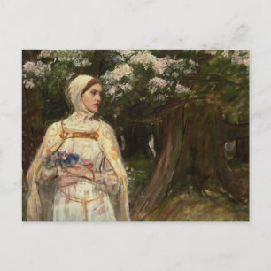 Carte Postale Une femme avec des fleurs Peinture à l'huile