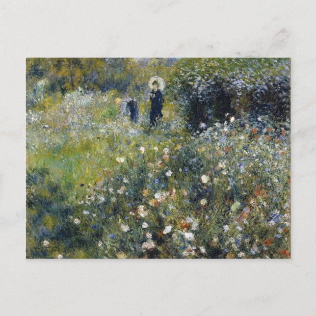 Carte Postale Une femme avec un parasol dans un jardin par Augus (Devant)