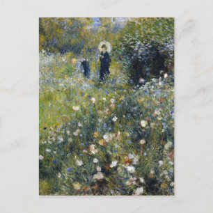 Carte Postale Une femme avec un parasol dans un jardin par Augus