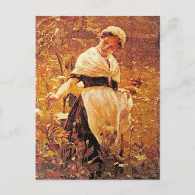 Carte Postale Une femme dans un champ (Devant)