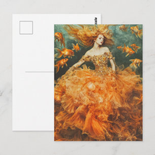 Carte Postale Une femme dans une robe GoldFish