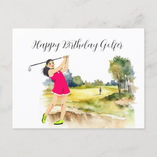 Carte Postale Une femme de golf joue au golf Birthday golfer Car