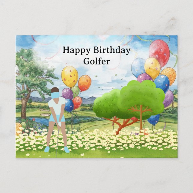 Carte Postale Une femme de golf joue au golf Birthday golfer Car (Devant)