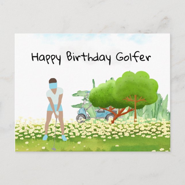 Carte Postale Une femme de golf joue au golf Birthday golfer Car (Devant)