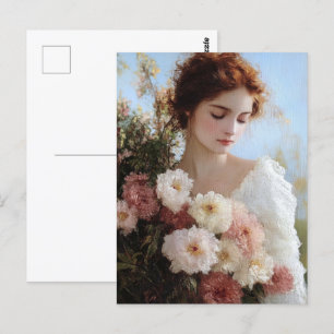 Carte Postale Une femme élégante avec des fleurs peint