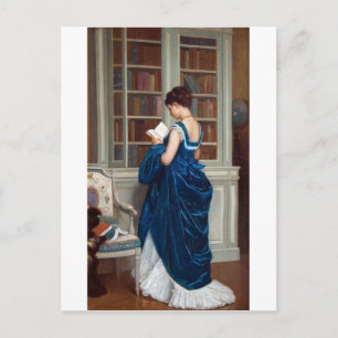 Carte Postale Une femme en bleu, lisant un livre