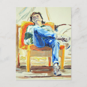 Carte Postale Une femme en chaise peinture à l'huile