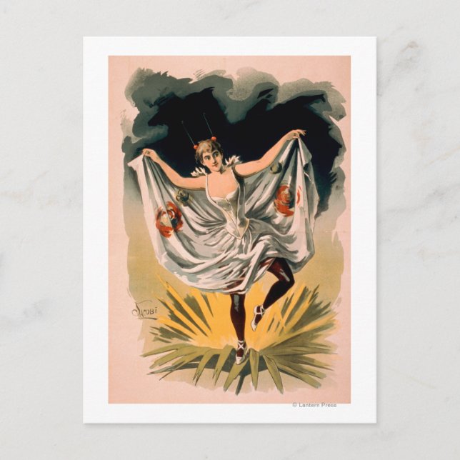 Carte Postale Une femme en costume de danse sur l'affiche de fle (Devant)