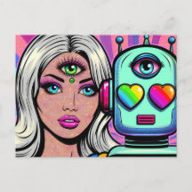 Une femme et un robot avec le troisième oeil