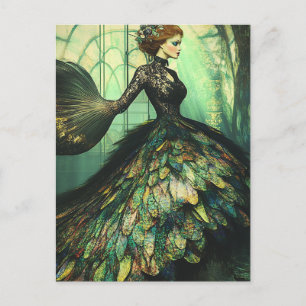 Carte Postale Une femme habillée d'un poisson noir Imaginaire de