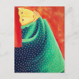 Carte Postale Une Femme Pensant Art Moderne Peinture Acrylique
