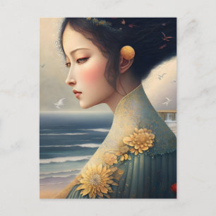 Carte Postale Une femme sur la rive