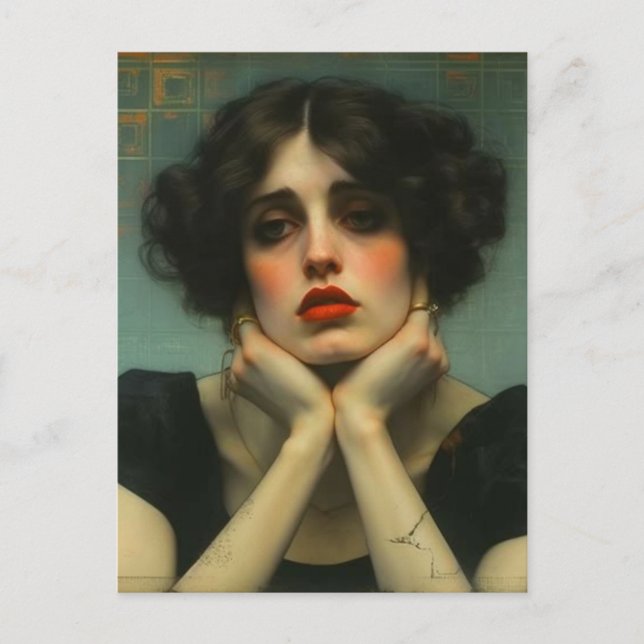 Carte Postale Une femme triste Vintage (Devant)