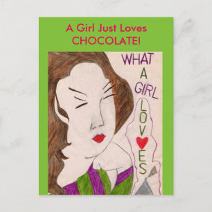 Carte Postale Une Fille Aime Le Chocolat !