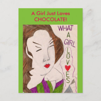 Carte Postale Une Fille Aime Le Chocolat !