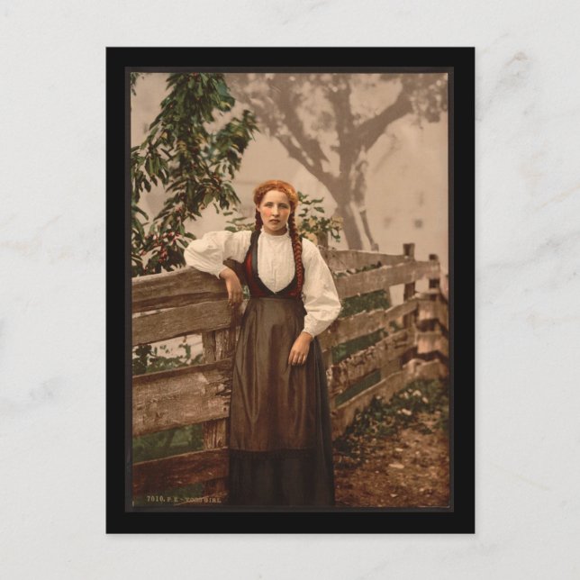 Carte Postale Une fille de Voss, Hardanger Fjord, Norvège (Devant)