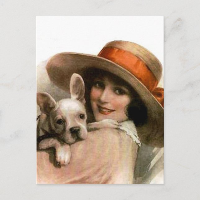 Carte Postale Une fille et son chien (Devant)