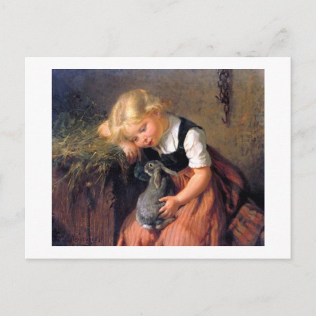 Carte Postale Une fille et son lapin (Devant)