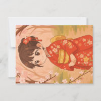 Une fille japonaise mignonne dans un jardin de cer
