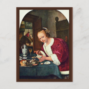 Carte Postale Une Fille Mange Des Huîtres, Oestereetstertje Par 