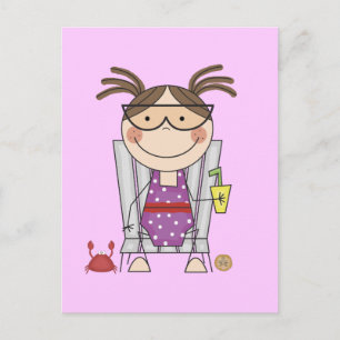 Carte Postale Une fille se détendre à la plage Tshirts et cadeau