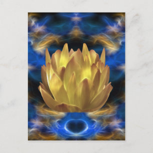 Carte Postale Une fleur de lotus doré et des réflexions