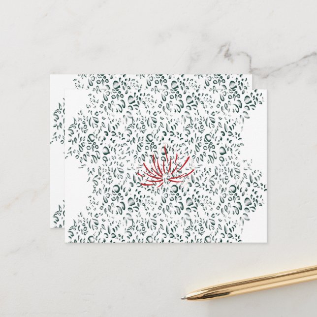 Carte Postale une fleur rouge sur un arrière - plan noir (Devant/Arrière en situation)