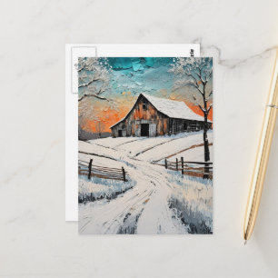 Carte Postale Une grange d'hiver