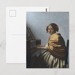 Carte Postale Une jeune femme assise au Virginals Fine Art
