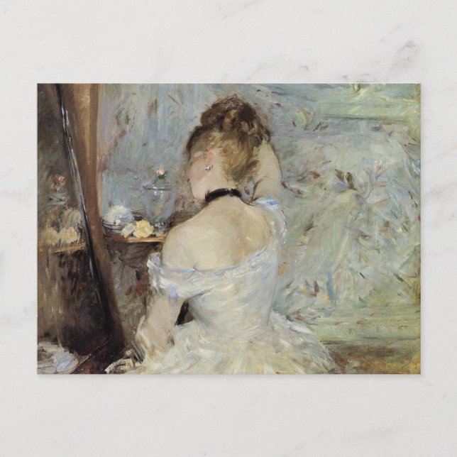 Carte Postale Une jeune femme au miroir par Berthe Morisot (Devant)