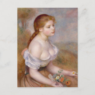 Carte Postale Une jeune fille avec des marguerites - Pierre-Augu