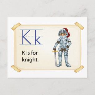 Carte Postale Une lettre K pour chevalier