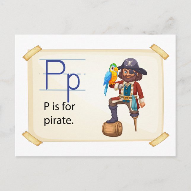 Carte Postale Une lettre P pour pirate (Devant)