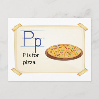 Carte Postale Une lettre P pour pizza