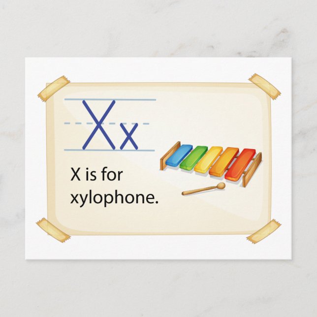 Carte Postale Une lettre X pour le xylophone (Devant)