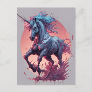 Carte Postale Une licorne zombie