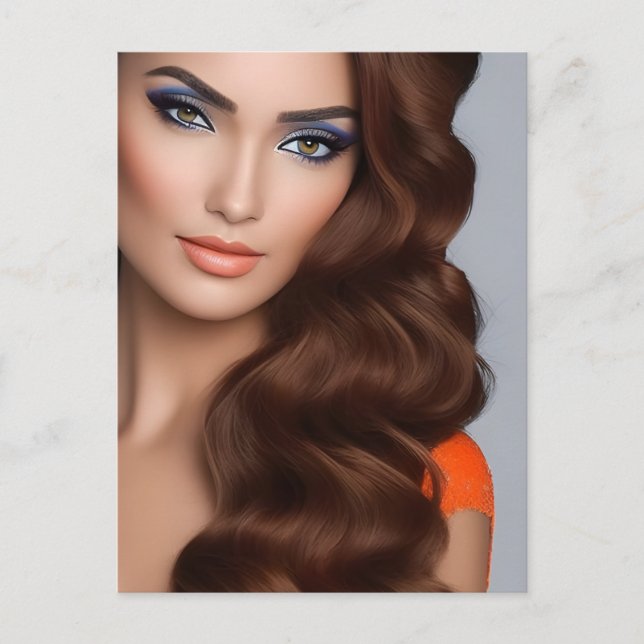 Carte Postale Une magnifique femme de longue date en orange (Devant)