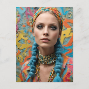 Carte Postale Une magnifique femme hippie