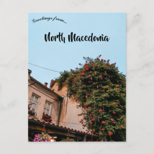 Carte Postale Une maison et des fleurs en Macédoine du Nord