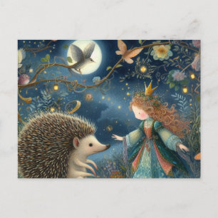 Carte Postale Une mignonne princesse et l'Imaginaire de hérisson