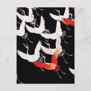 Carte Postale Une myriade de grues volantes - Art japonais Vinta