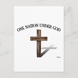 Carte Postale Une nation sous Dieu avec une croix robuste