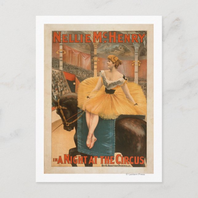 Carte Postale Une nuit à l'affiche de théâtre du cirque (Devant)