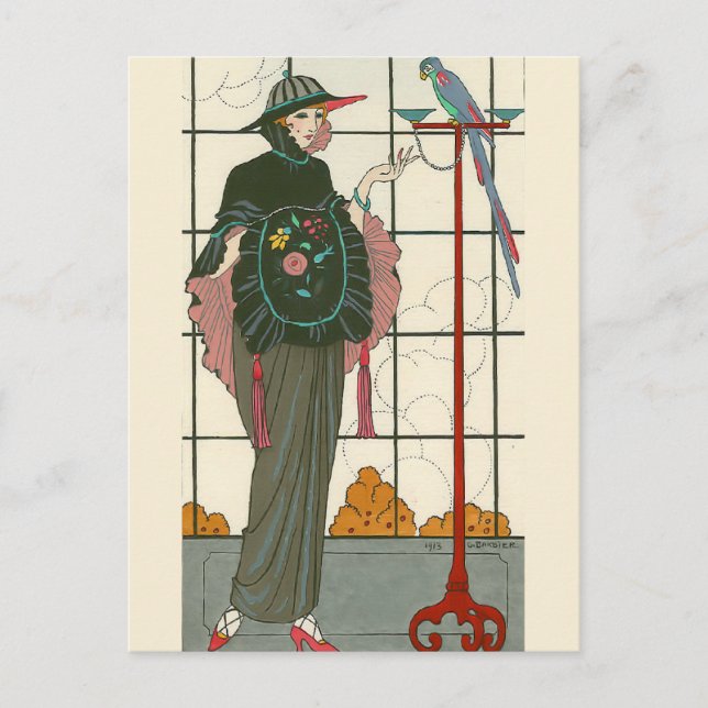 Carte Postale Une passoire brodée par George Barbier (Devant)