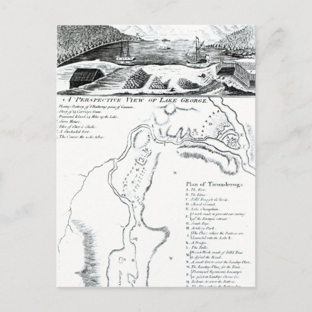 Carte Postale Une perspective du lac George (Devant)