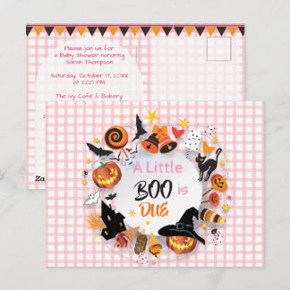 Carte Postale Une petite chouette est attendue Rose Gingham QR B