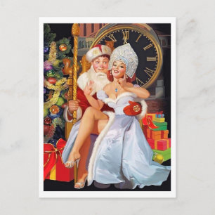 Carte Postale Une petite fille assise sur les genoux d'un type t